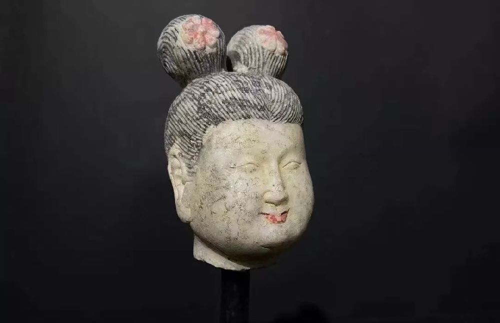 7th C Palace Maid Stone Sculpture Head | 7th C Ancient Tomb Unearthed Head